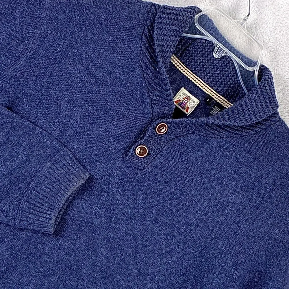 Ted Baker Sweater Mens 7 (3XL) Blue Technicolour Yarns Wool Shawl Collar Luxury - Picture 1 of 10